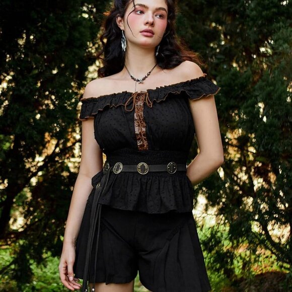 Women Renaissance Waist Belt Faux Leather Victorian Medieval Costume Accessory - Picture 7 of 7